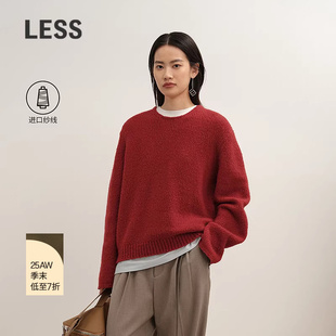 【商场同款】LESS2025冬新款圆领红色毛衣女套头针织衫2P0316410