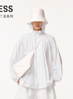 【迅系列】LESS休闲白色夹克女廓形宽松运动连帽外套2O4612490