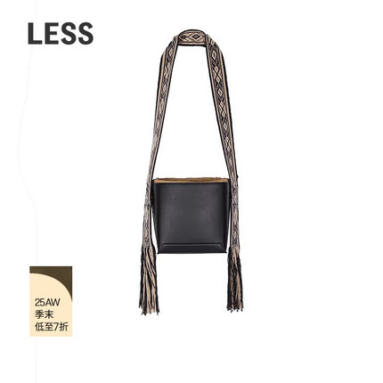 【商场同款】LESS2025秋新款黎锦工艺牛皮革水桶单肩包3P7L10320