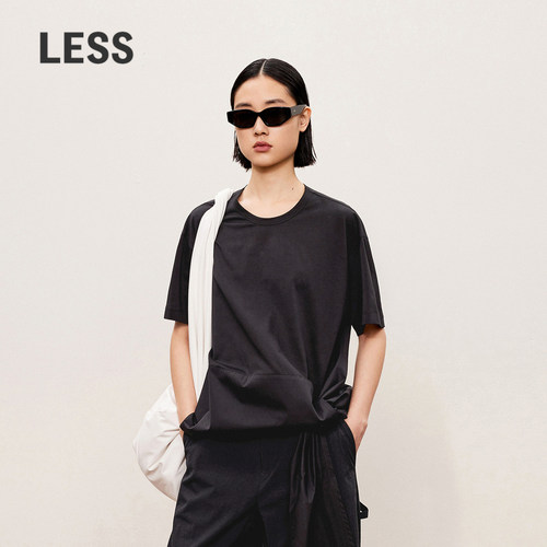 LESS不对称圆领T恤全棉通勤