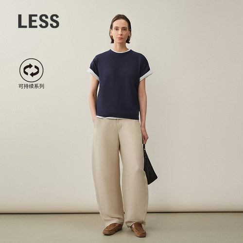 LESS高腰香蕉裤亚麻桑蚕丝