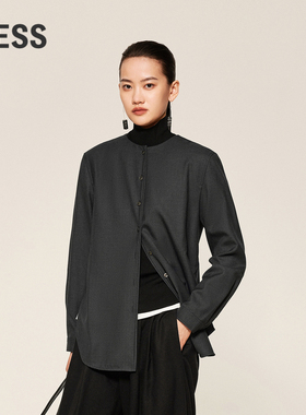 LESS冬无领垂坠感优雅时尚衬衣女简约气质通勤衬衫2OB211800