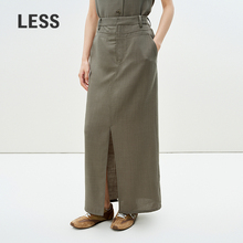 LESS夏意大利进口绵羊毛长款直筒裙开叉气质半身裙2P5D10470
