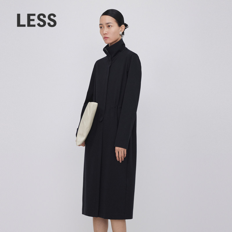 LESS立领直筒宽松长袖连衣裙