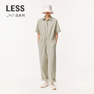 短袖 衬衫 LESS春抽绳系带全棉工装 直筒连体衣2O4F12800 迅系列