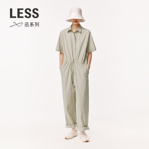 【迅系列】LESS春抽绳系带全棉工装衬衫短袖直筒连体衣2O4F12800
