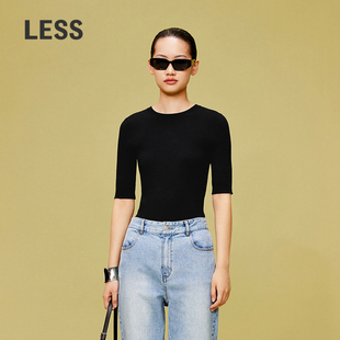 2O3311710 针织衫 LESS春棉质修身 塑性线条感基础内搭气质短袖