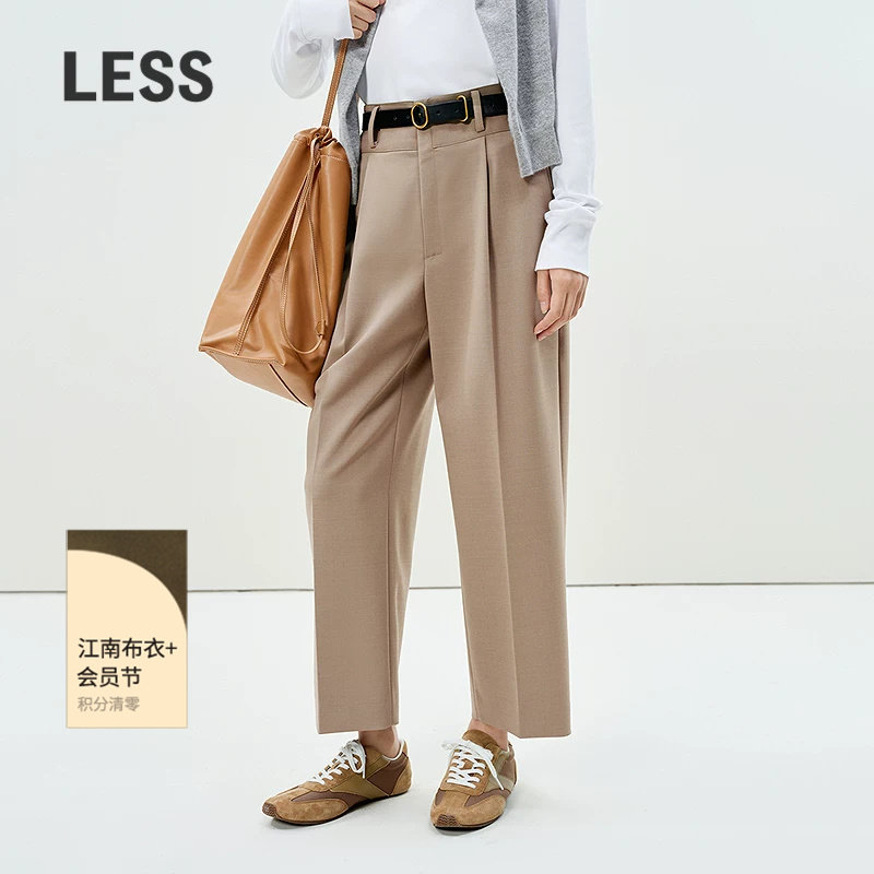 LESS绵羊毛通勤西装裤女高腰百搭显瘦垂感直筒九分裤女2P1E11350