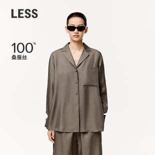 女气质宽松长袖 LESS春夏桑蚕真丝衬衫 衬衣2O4211330 0压系列