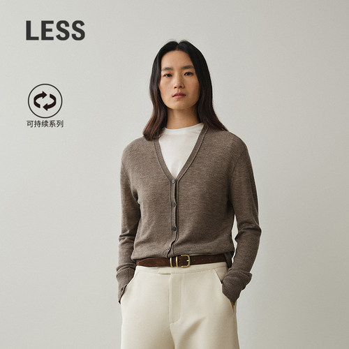 LESSV领长袖短款开襟针织衫