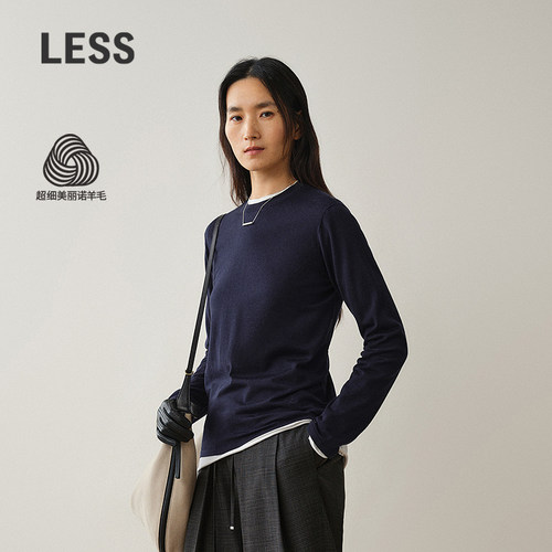 【商场同款】LESS2026年冬新款圆领直筒长袖套头针织衫2X0312960