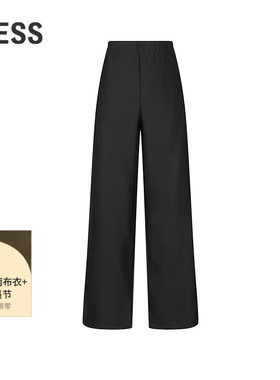 LESS冬黑色通勤绵羊毛宽松直筒休闲裤2PAE1505H