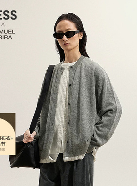 【SAMUEL系列】LESS秋通勤绵羊毛混纺假两件针织开衫2P9315120