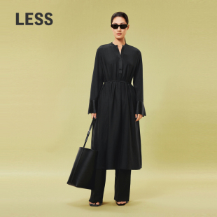 腰带宽松休闲连衣裙2O1G11700 长款 LESS春桑蚕真丝缎面柔软衬衫 式