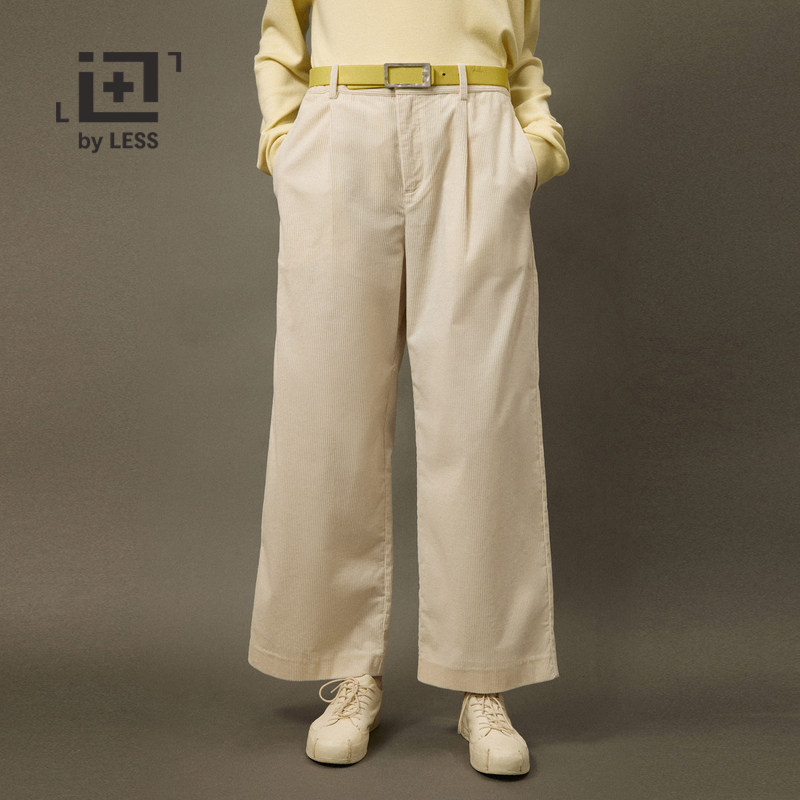 【迅系列】LESS春秋灯芯绒裤子女休闲宽松米白色阔腿裤2N9E21980,女装/女士精品,休闲裤,淘宝优惠券,粉丝福利购,淘宝优惠卷