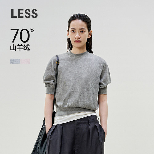 LESS亲肤柔软丝羊绒短袖针织衫