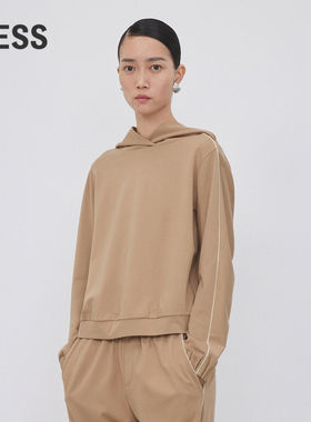 LESS春秋连帽卫衣女休闲宽松运动明线直筒套头上衣2N8410210