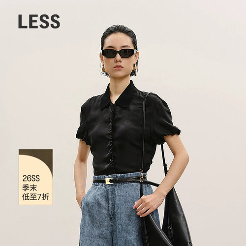 LESS薄款翻领短袖衬衫