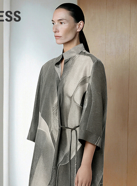 【精工系列】LESS马蹄莲印花连衣裙桑蚕真丝立领衬衫裙2O3G11680