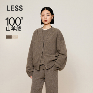 女圆领简约纯色针织开衫 100%羊绒衫 LESS冬季 2OA312240 0压系列