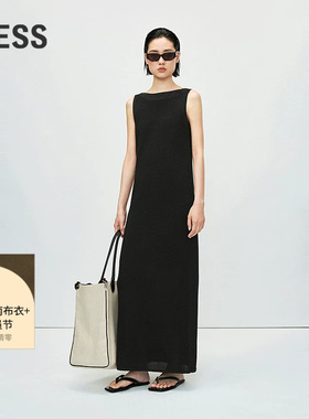 LESS无袖吊带针织连衣裙两件套女气质修身通勤直筒长裙2P3G10500