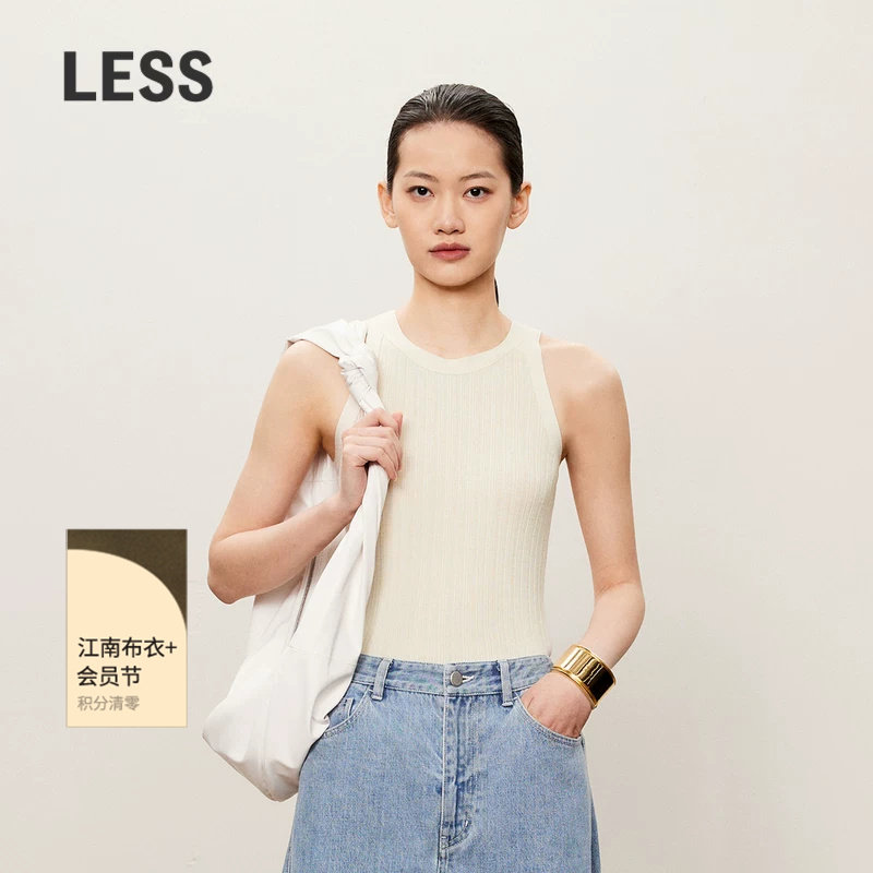 LESS秋柔软舒适无袖上衣女巴素兰绵羊毛圆领针织背心2O7310