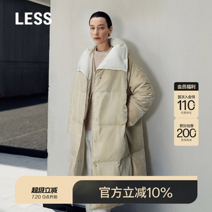 LESS冬時髦高級造型感羽絨衣立領(lǐng)長款 雙面穿絲絨羽絨服2OAC10980
