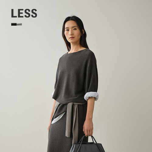 LESS休闲落肩套头针织衫