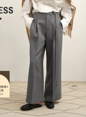 LESS冬休闲通勤复古阔腿西装裤含绵羊毛女2PBE17420