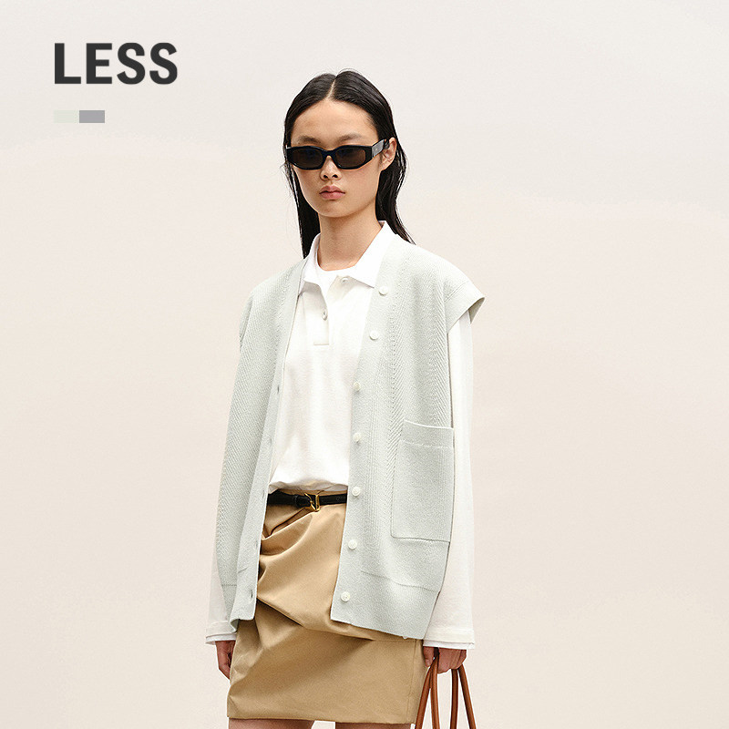 LESS无袖针织衫V领马甲