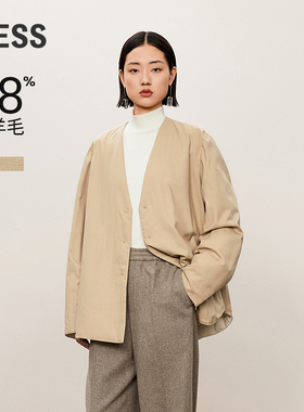 LESS秋冬两面穿V领轻薄宽松短款羽绒服外套2O9C10740