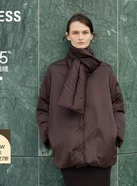 【商场同款/白鹅绒】LESS2025冬新款缎面围巾围裹羽绒服2PAC15780