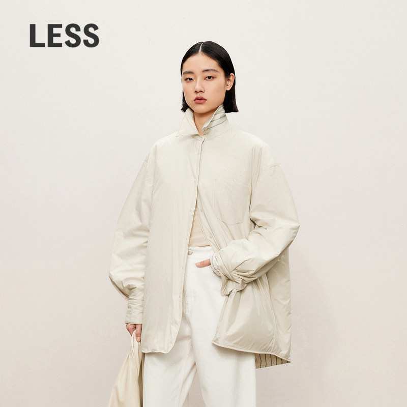 LESS宽松双面穿棉服女秋冬进口衬衫感知识分子外套上衣2O9B1