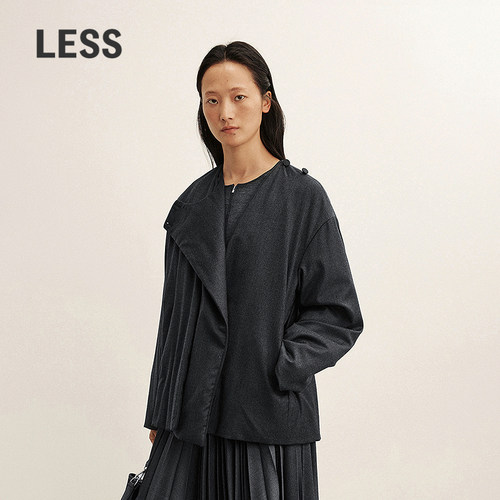 LESS无领轻薄白鸭绒羽绒服