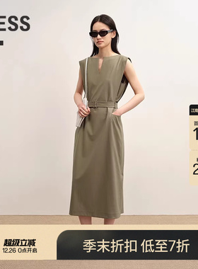 【商场同款】LESS2025年秋新款休闲通勤工装无袖连衣裙2P8G15150
