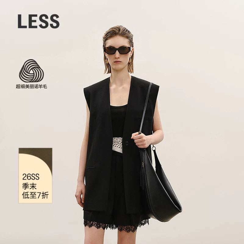 LESS美丽诺羊毛无袖西装马甲图片