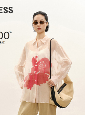 【商场同款/CNY系列】LESS2026春新款桑蚕丝欧根纱衬衫2Q1213760