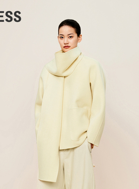 【0压系列】LESS冬围裹式领毛呢外套女绵羊毛呢大衣女2O0811380