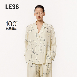 套装 LESS春线描马蹄莲桑蚕真丝古巴领衬衫 2O2213050 周迅同款