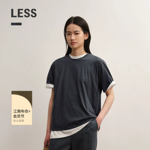 LESS休闲圆领简约纯色短袖T恤女