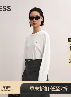 【商场同款】LESS2025年秋新款圆领宽松休闲H型长袖T恤2P9115870