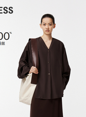 【LESSxSamuel】桑蚕丝衬衫女垂感纯色慵懒感长袖上衣女2O7213870
