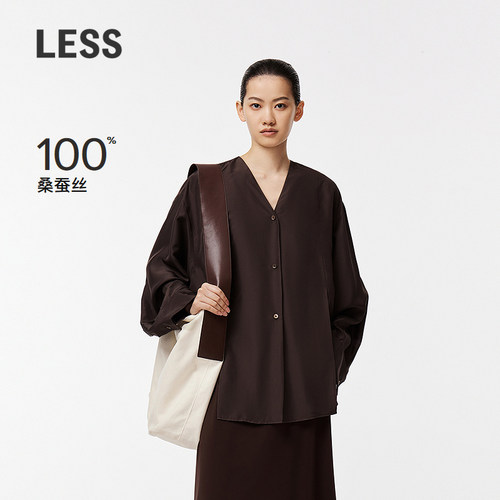 LESS垂感桑蚕丝衬衫女纯色