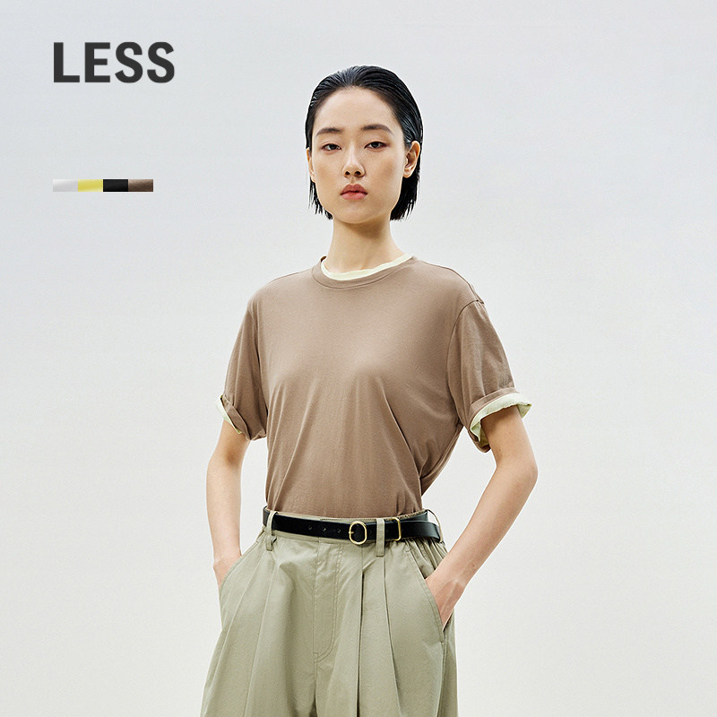 【迅系列】LESS夏休闲多色棉质基础简约上衣圆领T恤女2P511
