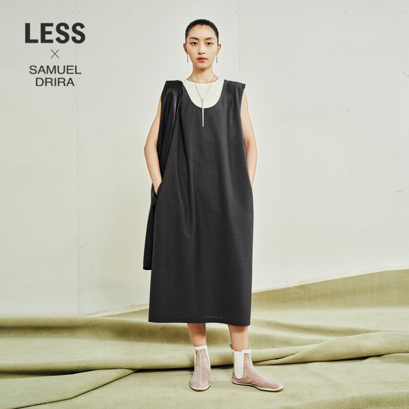 LESS春夏套头U型领无袖连衣裙