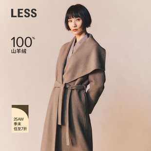 【商场同款】LESS2025年冬新款全羊绒双面呢大衣含胸针2P0824740