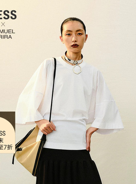 【商场同款/SAMUEL系列】LESS2026春新款全棉宽松T恤女2Q3110220