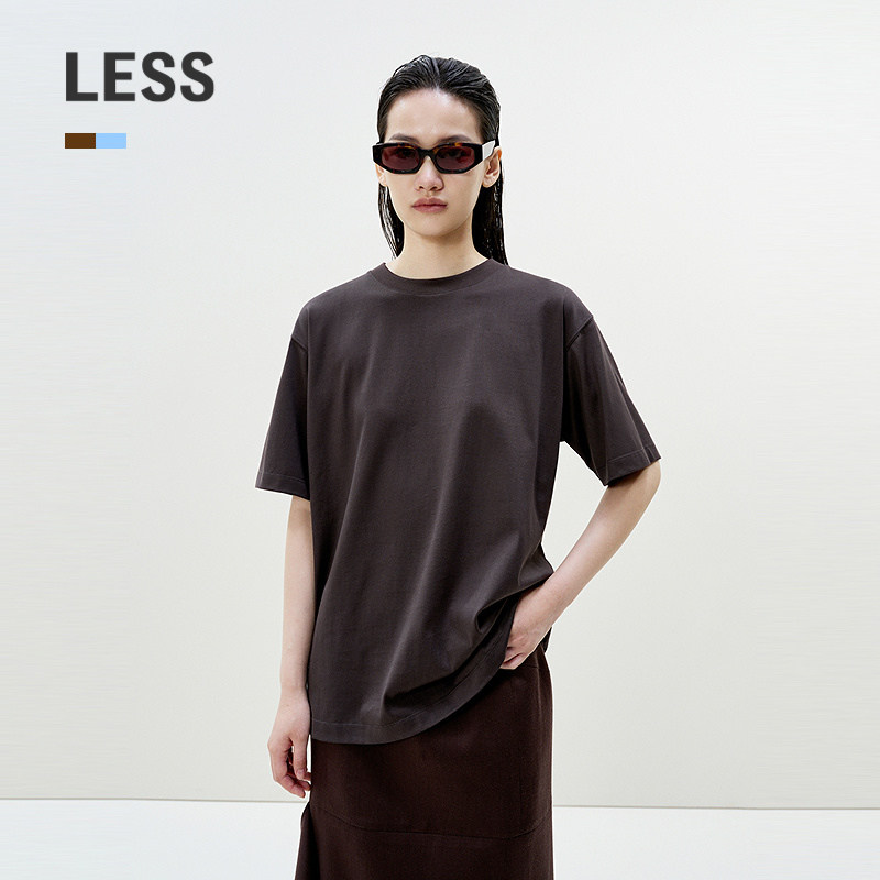 LESS基础休闲宽松圆领全棉T恤女图片