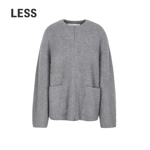 女2PB31513H LESS2025冬新通勤休闲灰简约开襟针织衫 商场同款