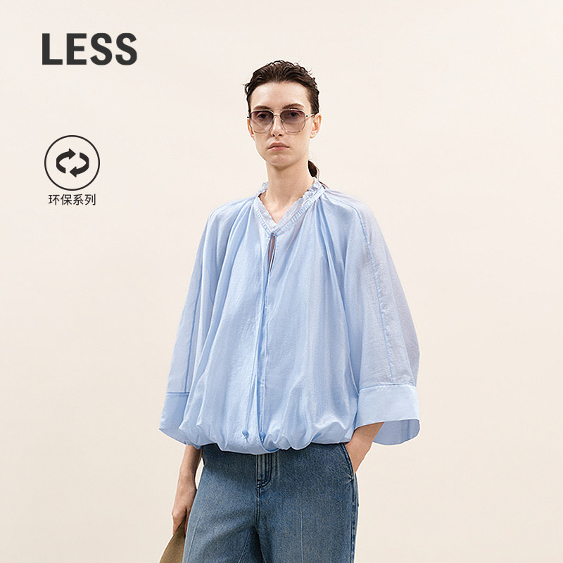 LESS夏日莱赛尔七分袖衬衫图片
